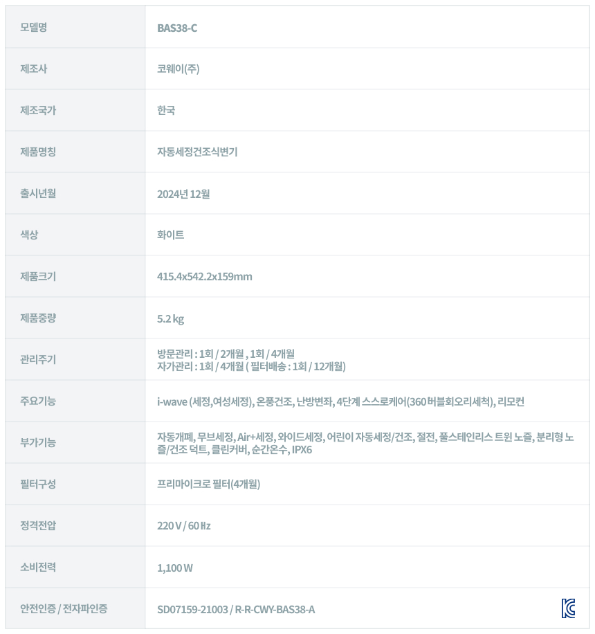 BAS38-C_코웨이 더블케어 플러스 비데2_67번째 상세정보 코웨이 BAS38-C 코웨이 더블케어 플러스 비데2 상세이미지 68